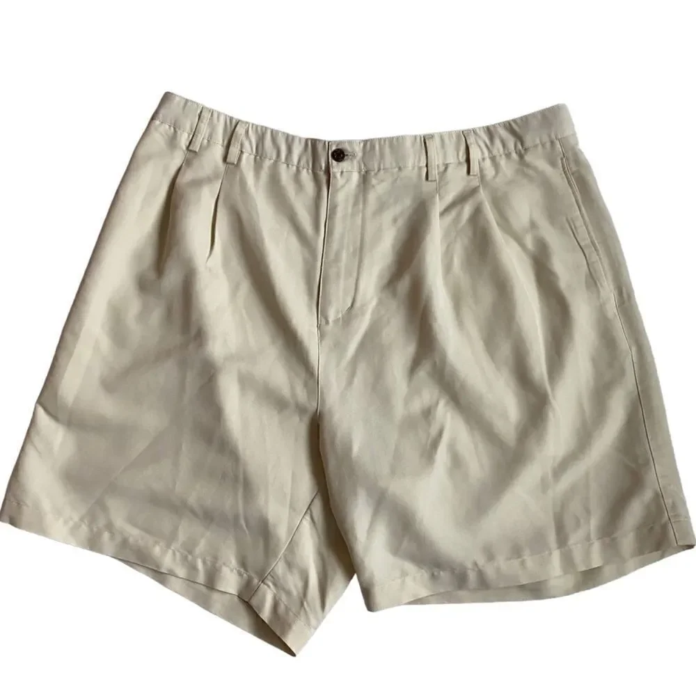 Caribbean Joe Cream Dressy Shorts Pleated Front